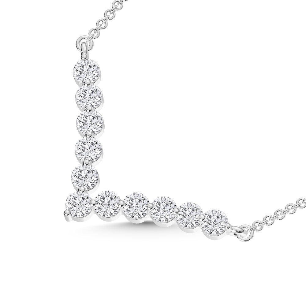 14K White Gold 0.25 Carat Lab-Grown Diamond Shared Prong Necklace
