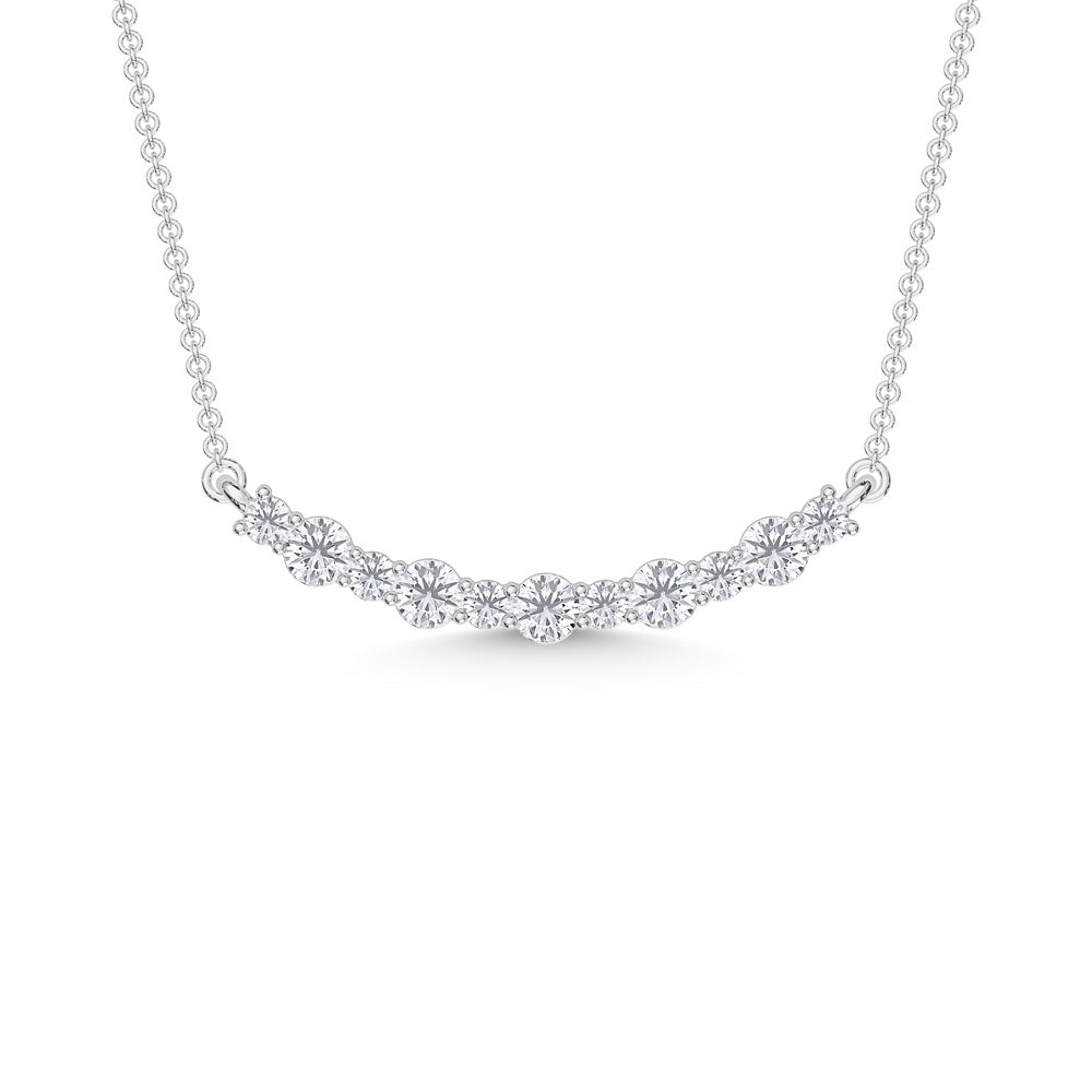 10K 1.00CTW Lab Diamond Curved Bar Necklace