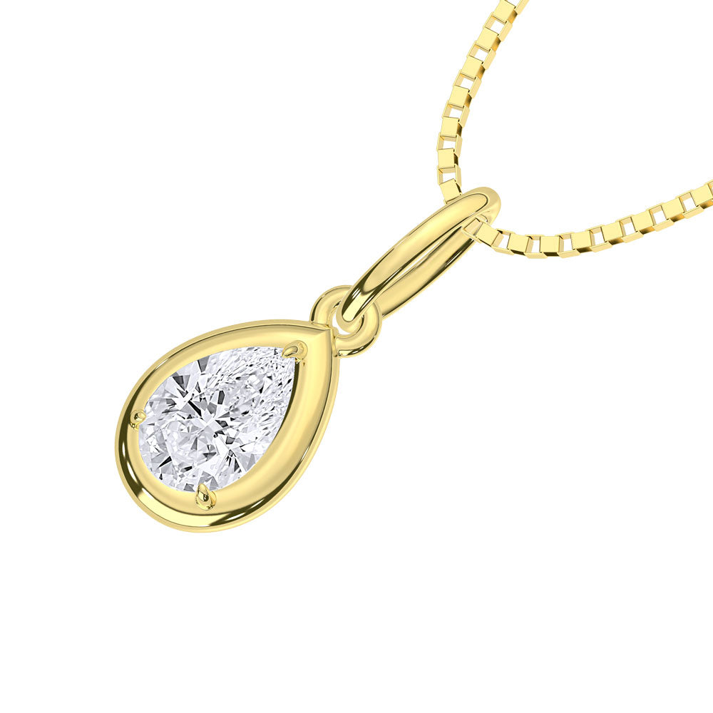10K 0.29 Carat Pear Lab Diamond Solitaire Pendant