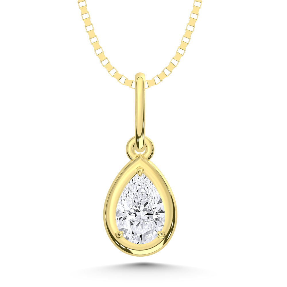 10K 0.29 Carat Pear Lab Diamond Solitaire Pendant