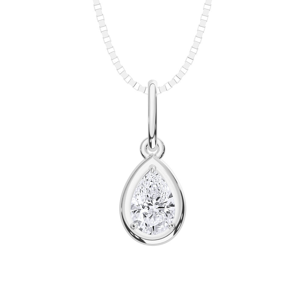10K 0.29 Carat Pear Lab Diamond Solitaire Pendant