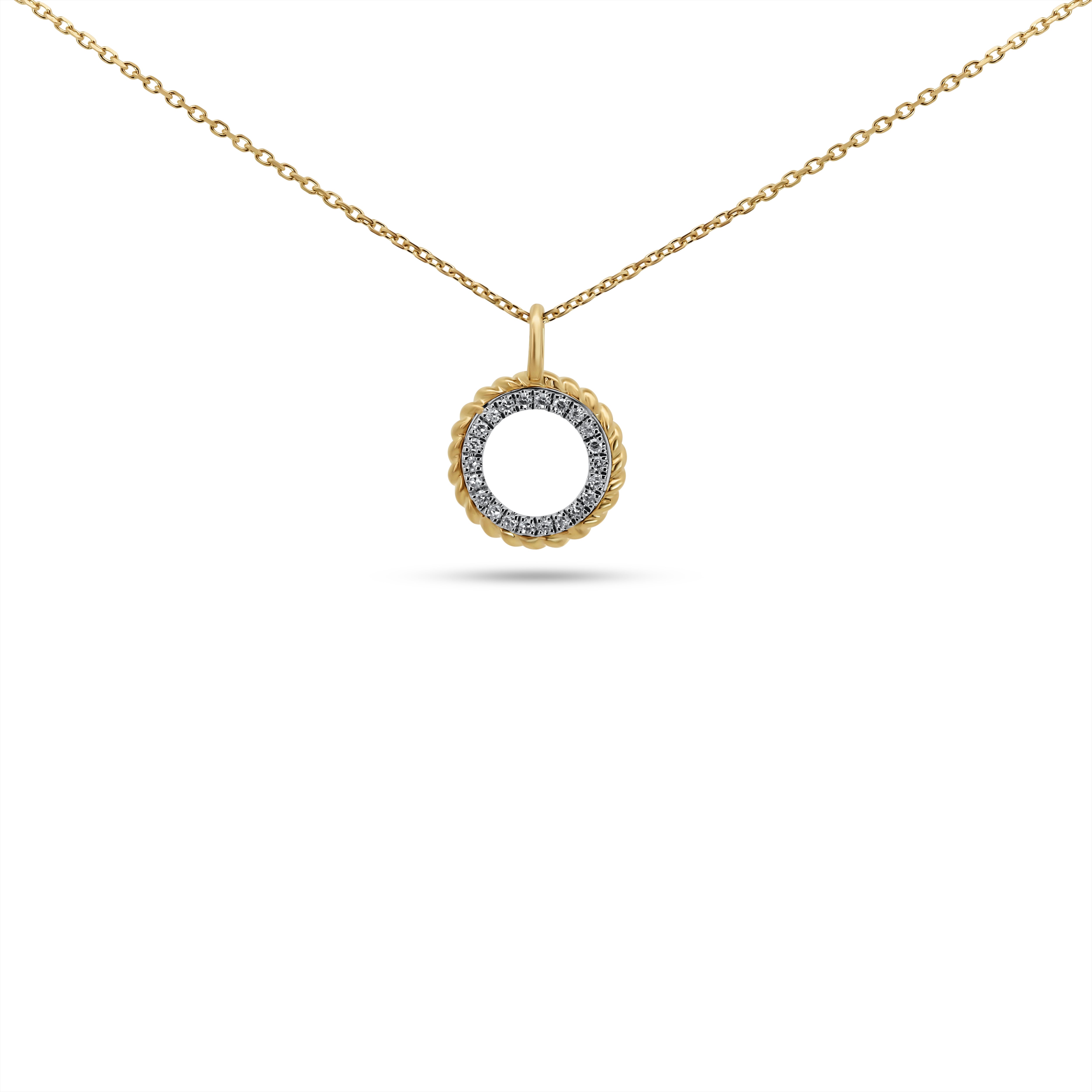 14K White & Yellow Gold Twist Diamond Necklace | 0.05 CTW