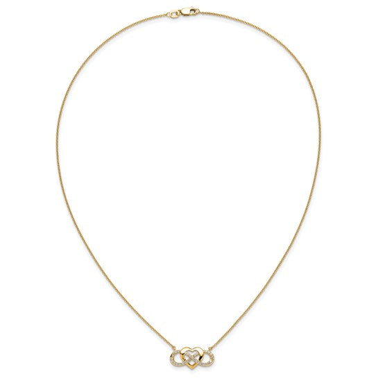 14K Yellow Gold 1/5 CT Diamond Infinity Heart Necklace
