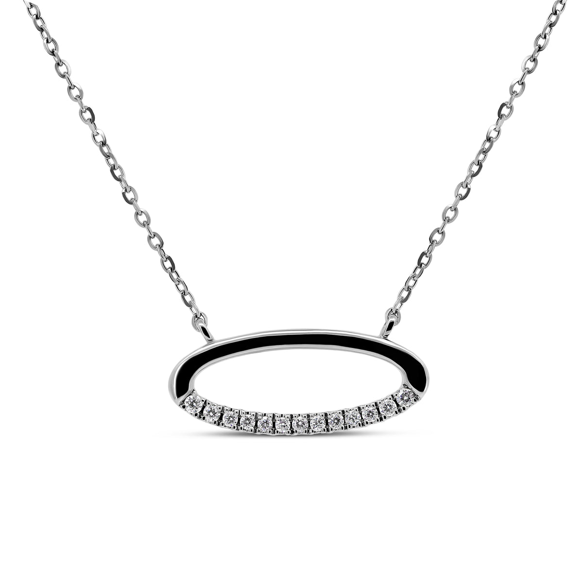 14K White Gold Oval Diamond Necklace | 0.06 CTW