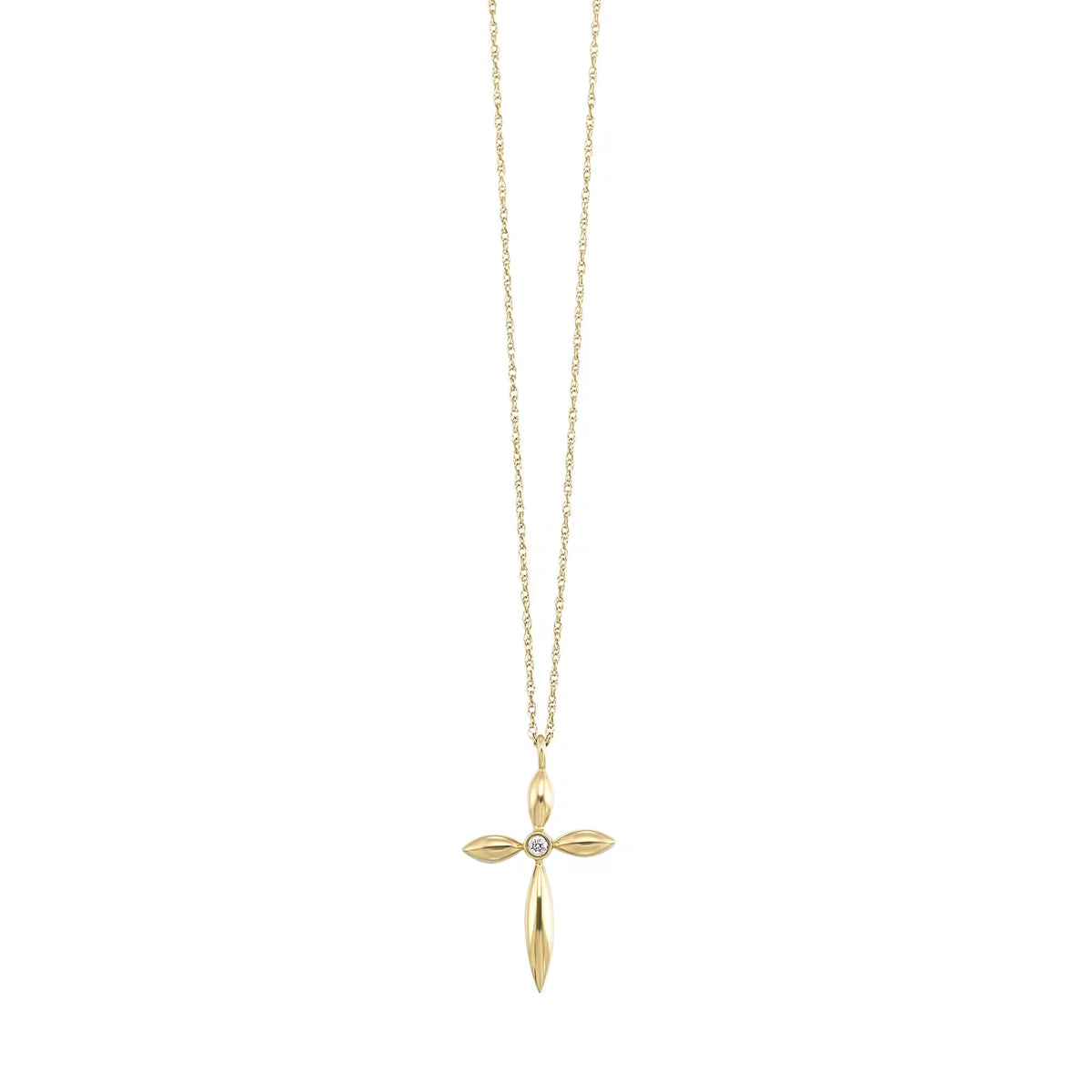 10K Yellow Gold Cross Necklace with 0.02 CTW Natural Diamond