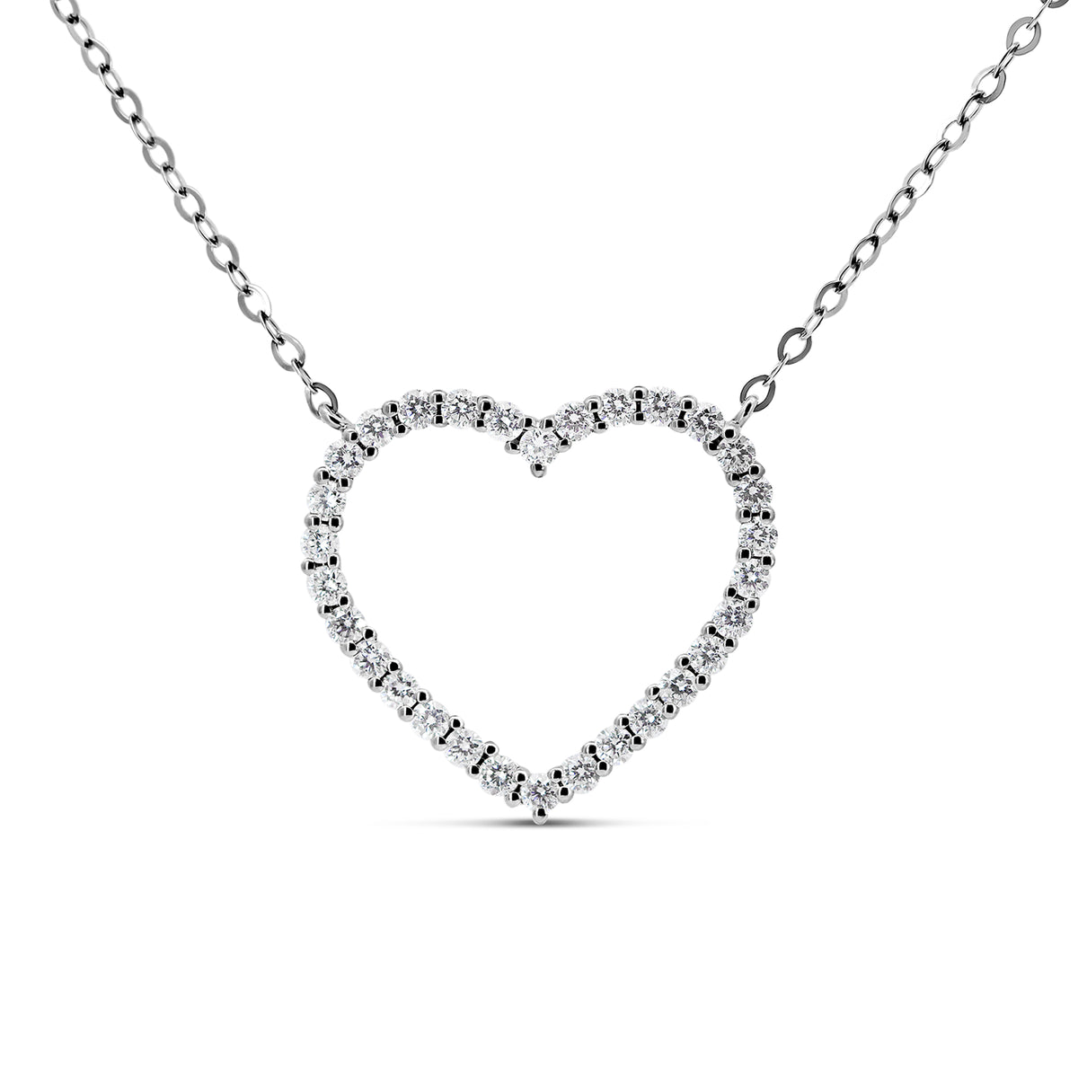 18K White Gold Double Heart Infinity Diamond Necklace | 0.47 CTW