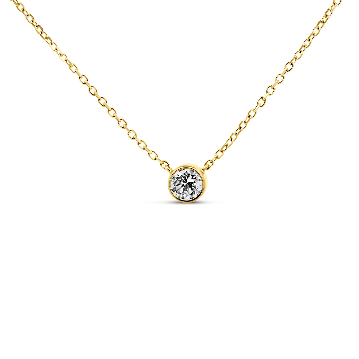 14K Yellow Gold Bezel-Set Solitaire Diamond Necklace | 0.20 CTW