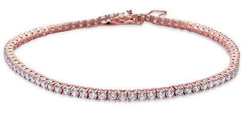 14K Rose Gold Tennis Bracelet with 3.08 Carats Natural Diamonds