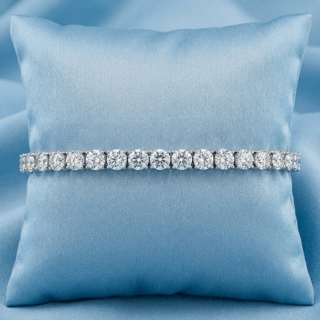 Platinum Tennis Bracelet with 11.30 Carats Natural Diamonds