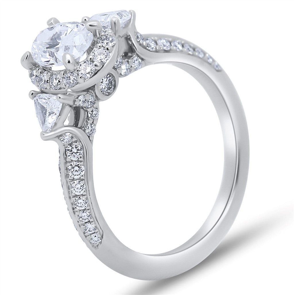 Vintage-Inspired Oval and Trillion Cut Engagement Ring