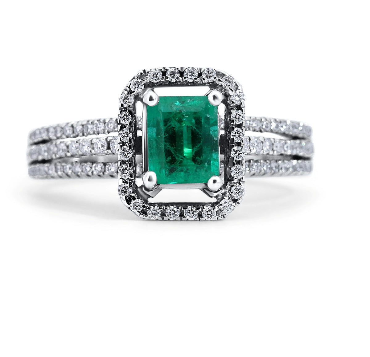 Emerald & Diamond Halo Ring