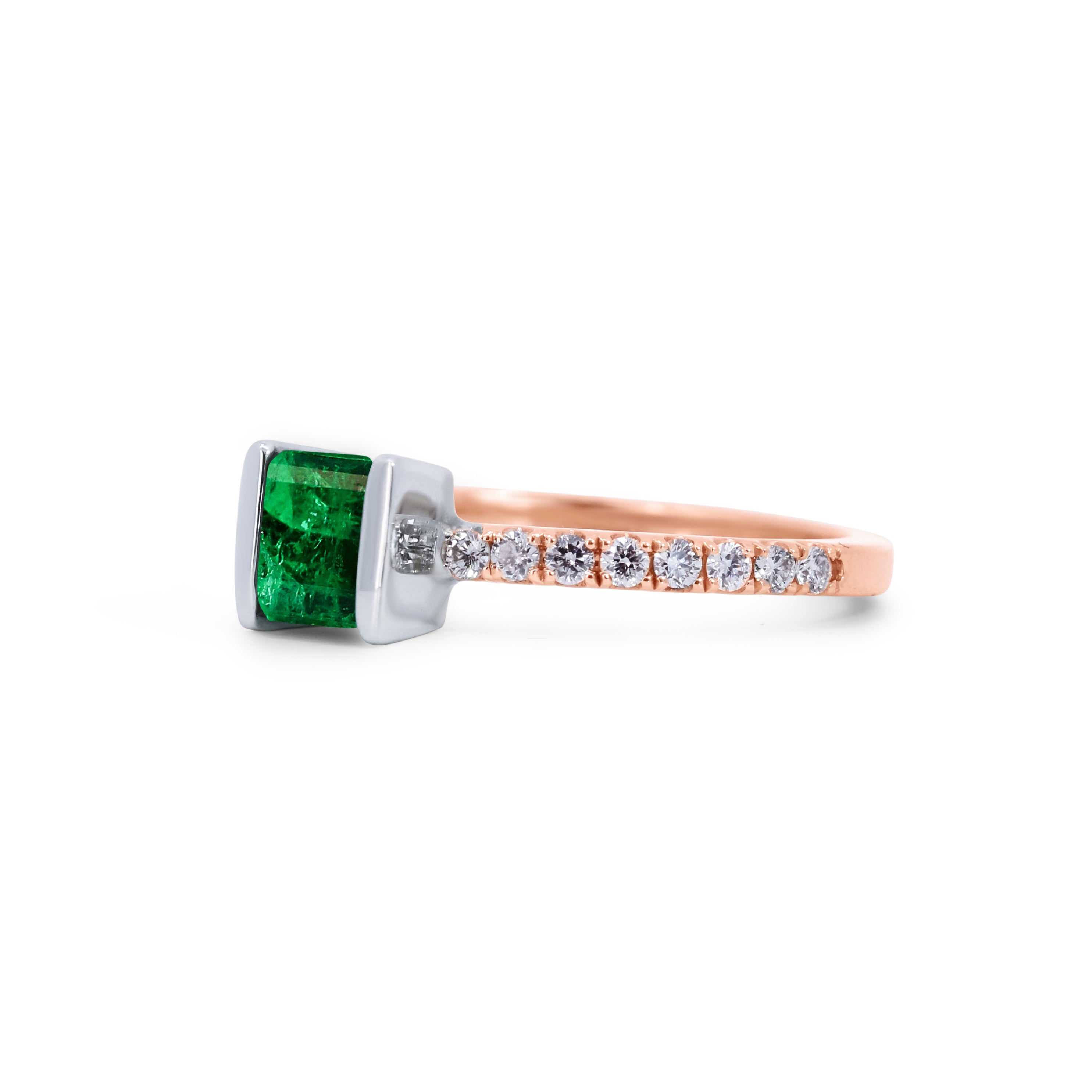 Modern Emerald & Diamond Ring