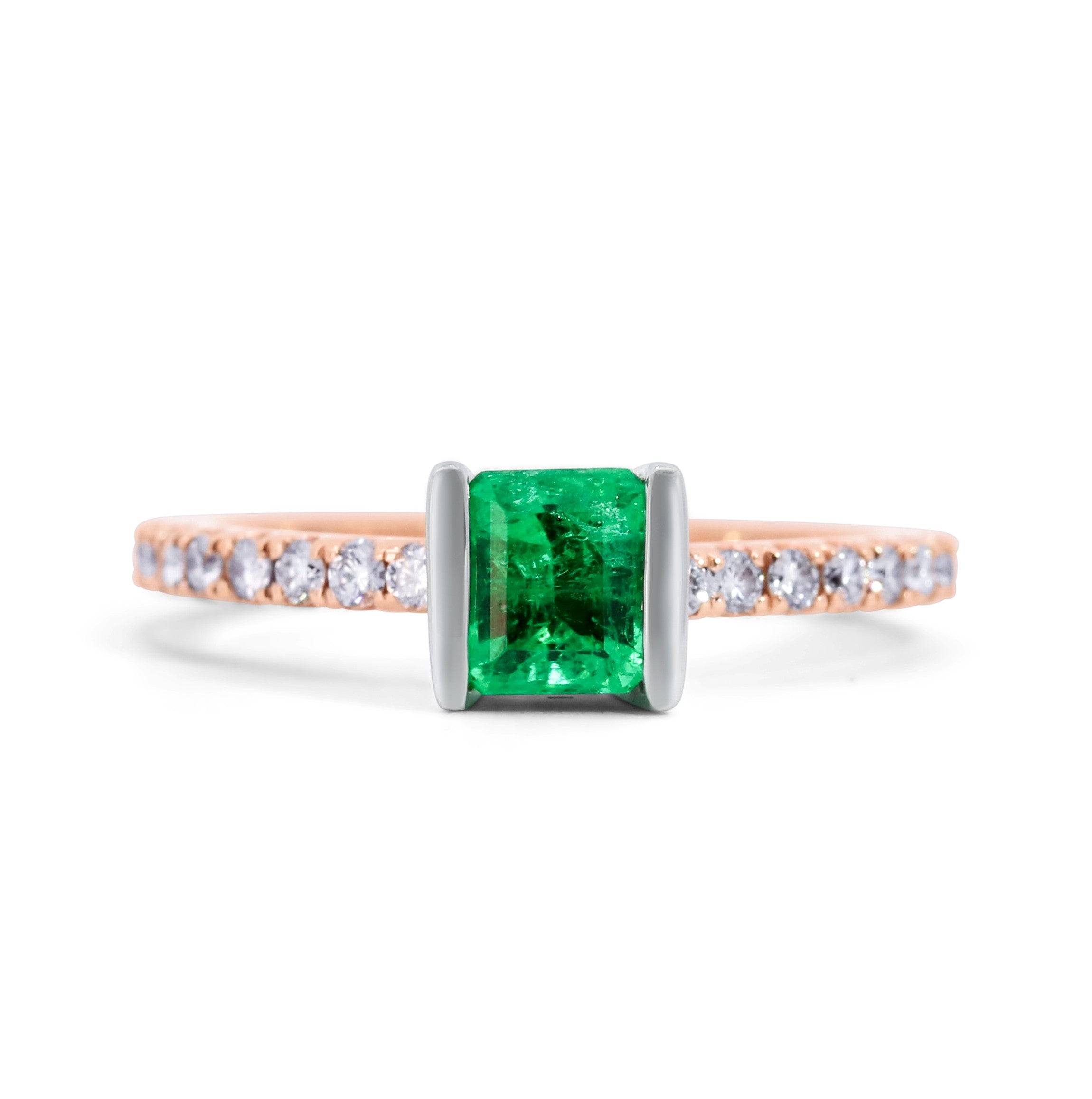 Modern Emerald & Diamond Ring