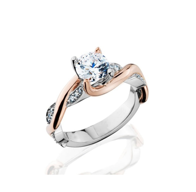 14K Two-Tone White & Rose Gold Twist Engagement Ring