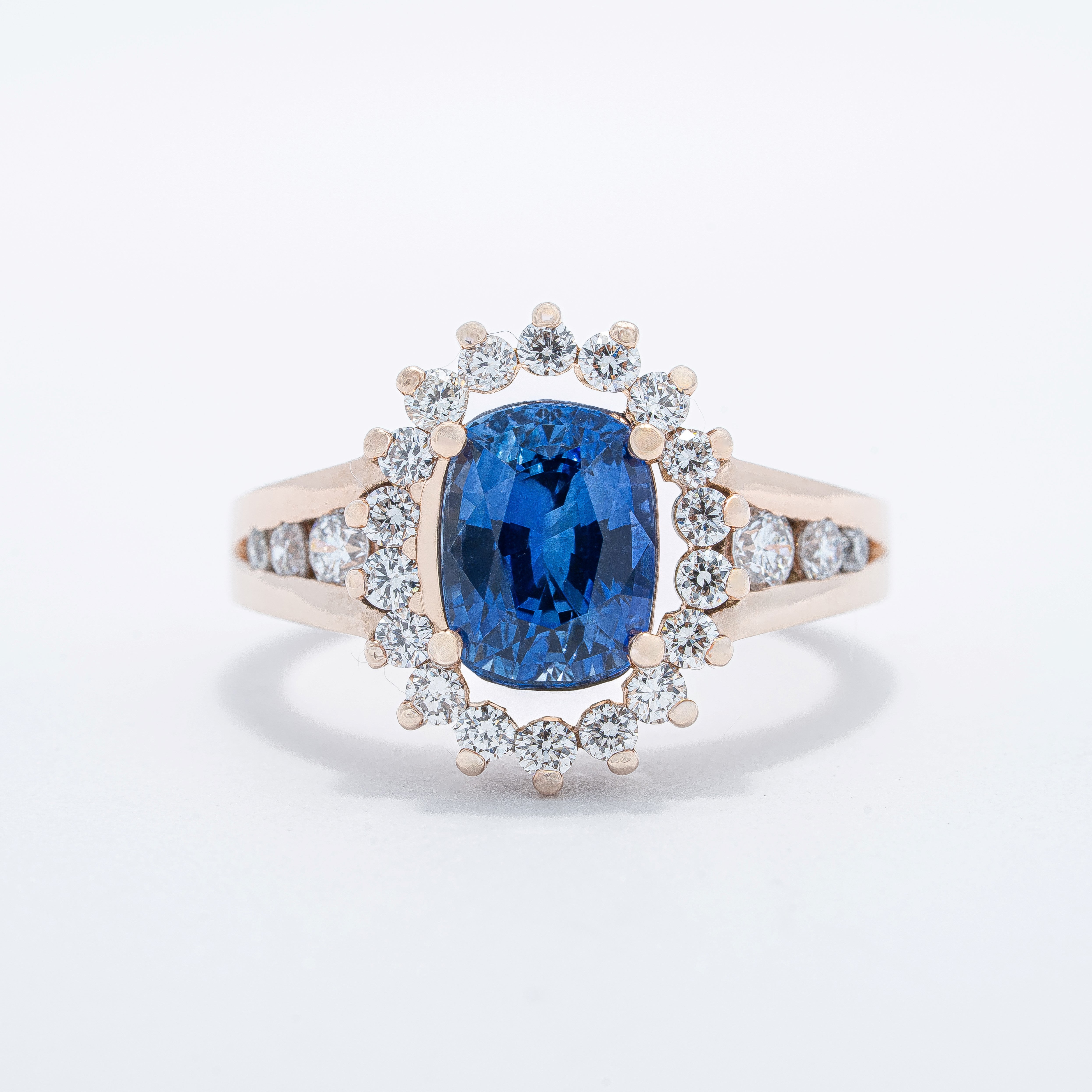 Contemporary Halo Colored Stone Ring