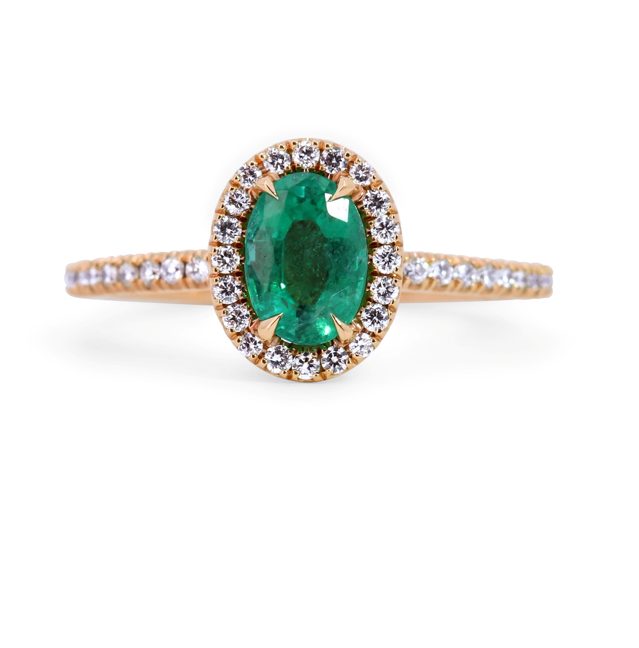 Oval Halo Emerald & Diamond Ring