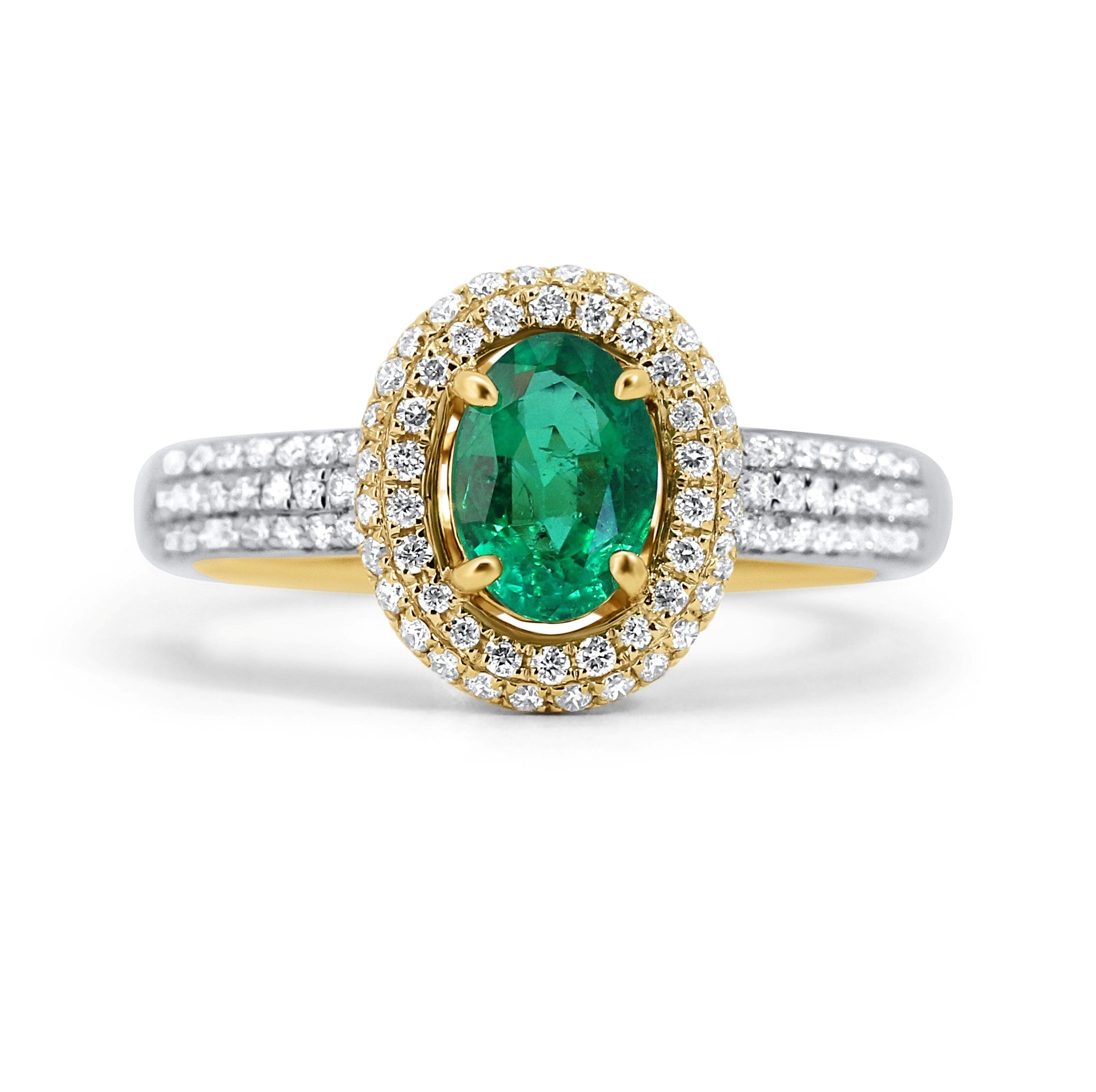 Oval Halo Emerald & Diamond Ring