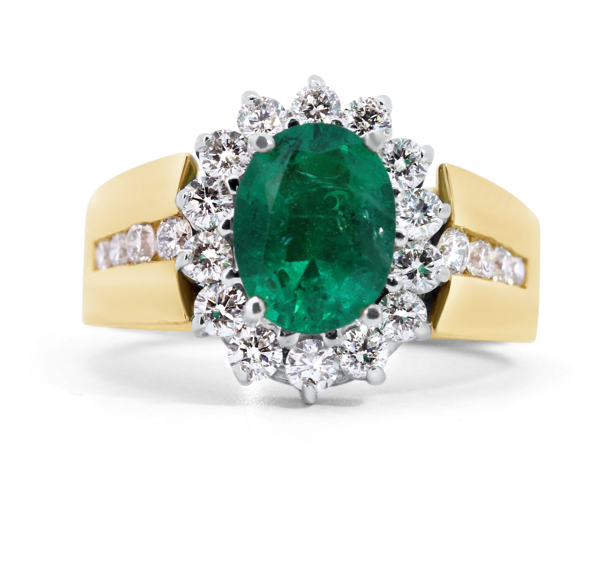Oval Emerald & Diamond Halo Ring