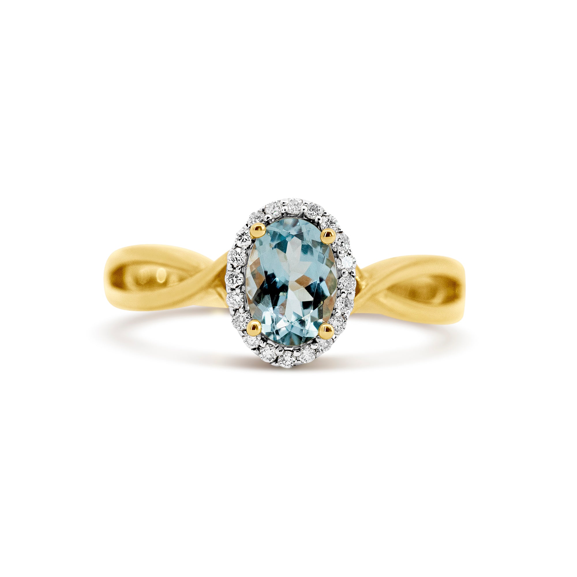 14K Yellow Gold Aquamarine Halo Ring | 0.70ct