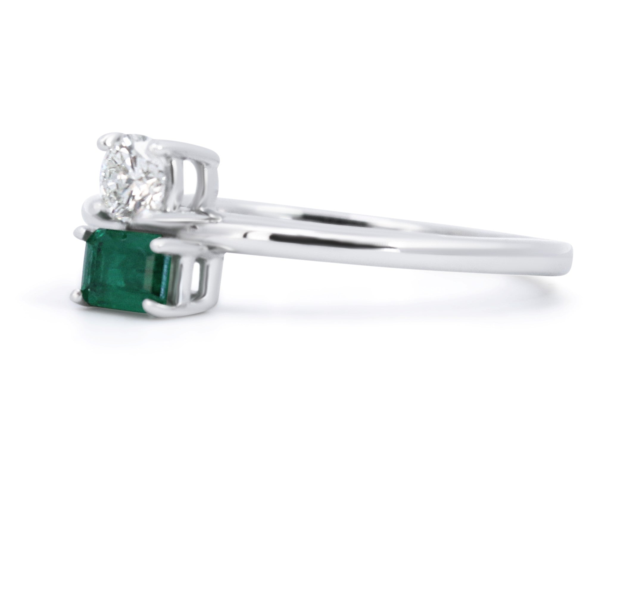 Emerald & Diamond Two Stone Ring