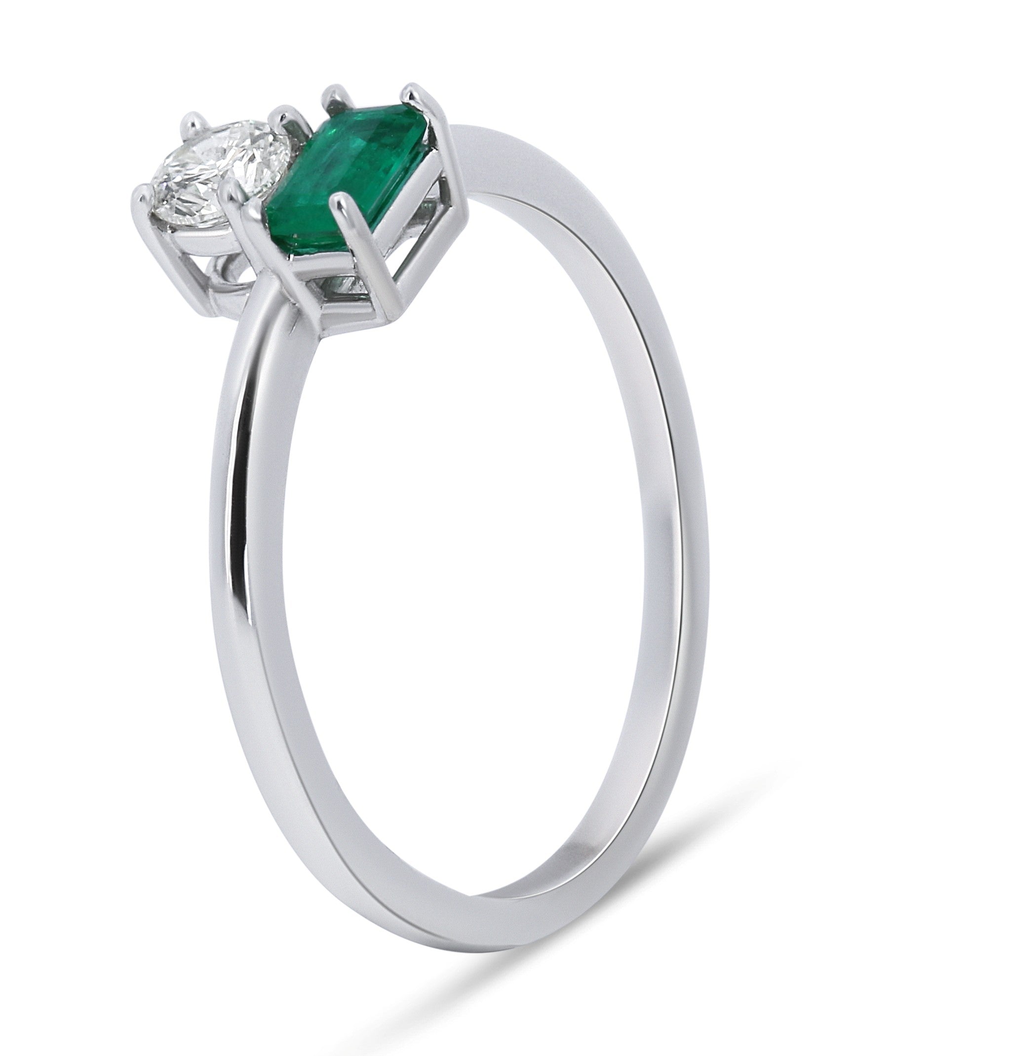 Emerald & Diamond Two Stone Ring