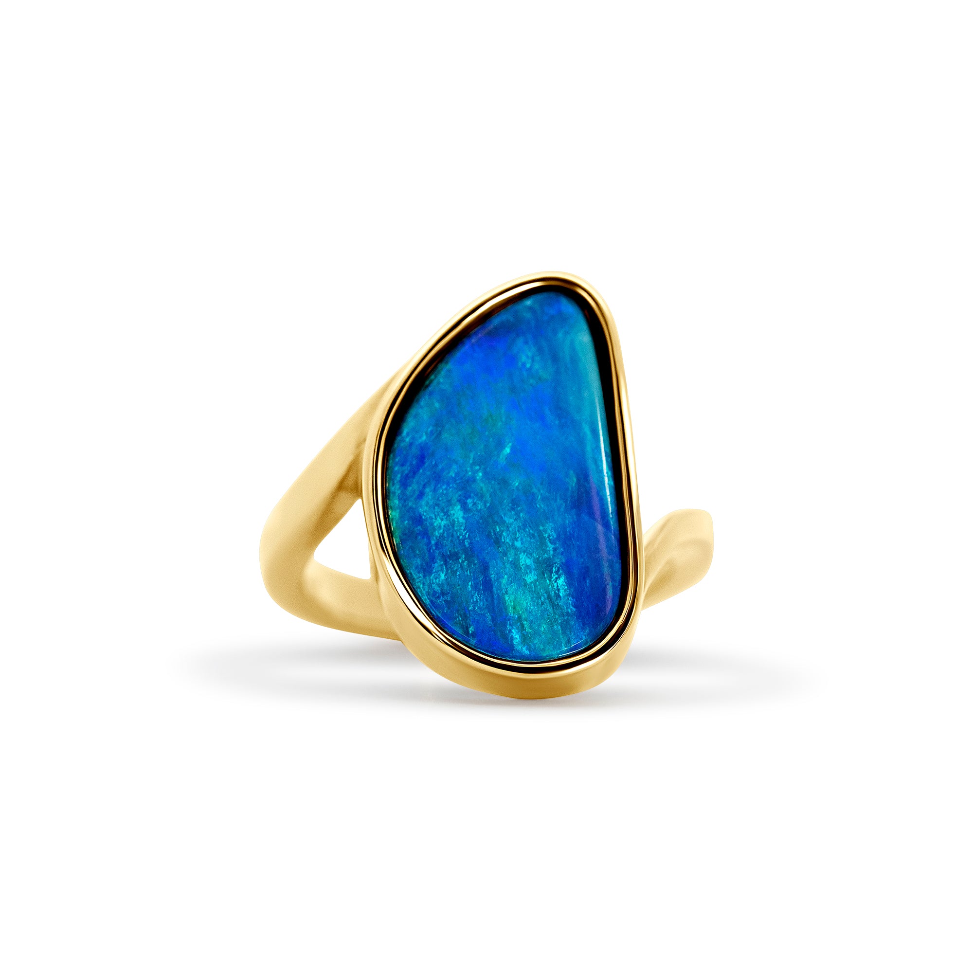 14K Yellow Gold Free-Form Opal Doublet Ring | Joe Kassab Custom