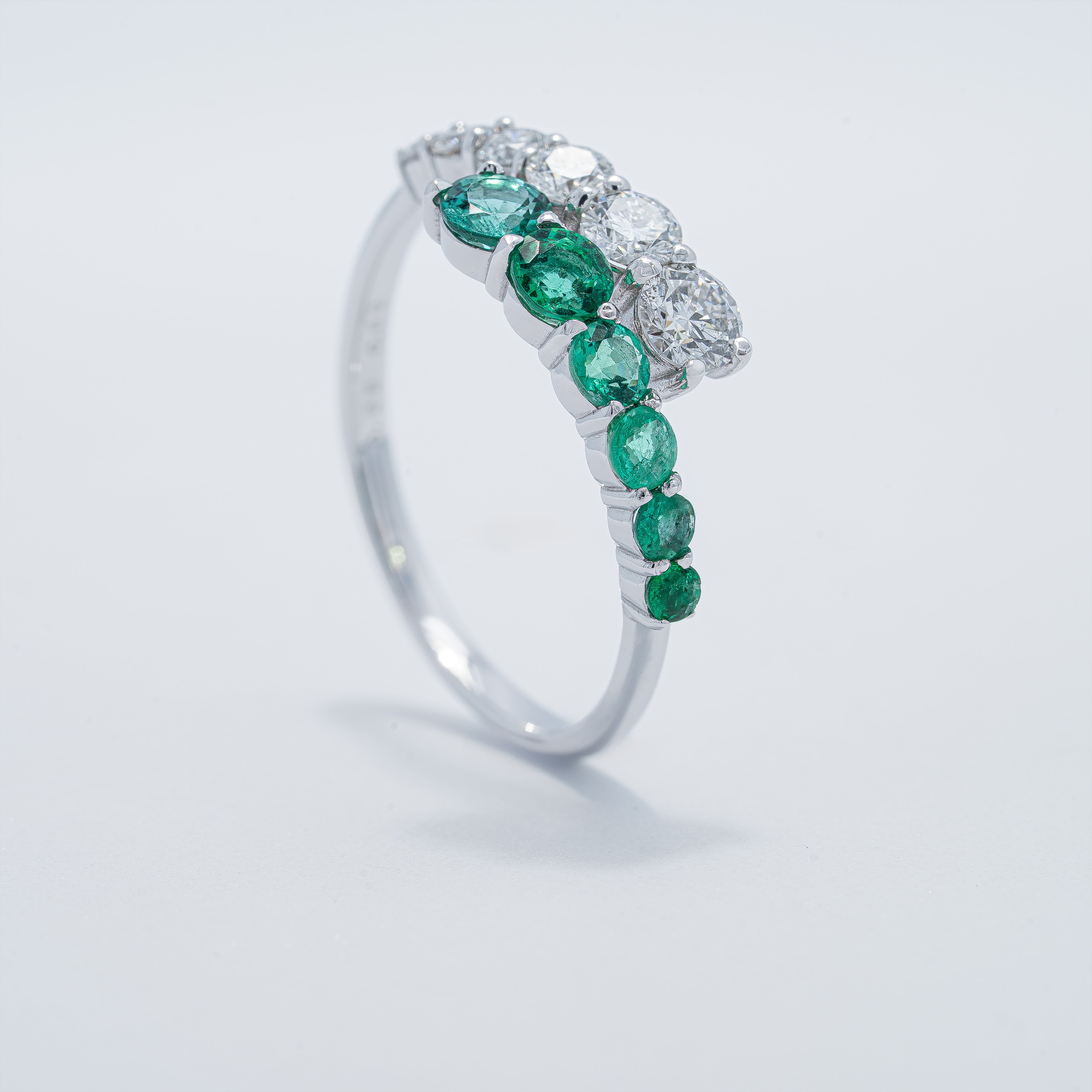 Contemporary Emerald and Diamond Ring