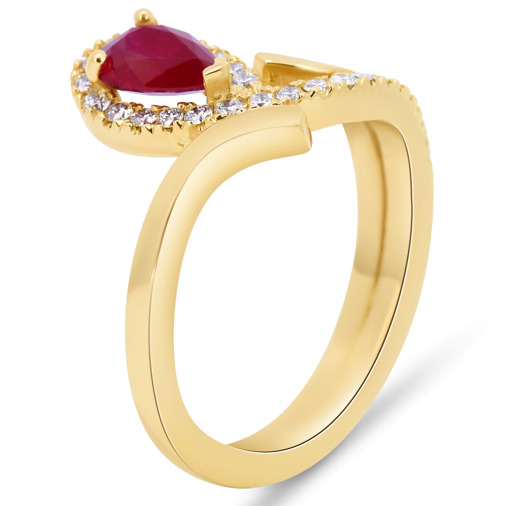 Pear Shape Ruby & Diamond Ring