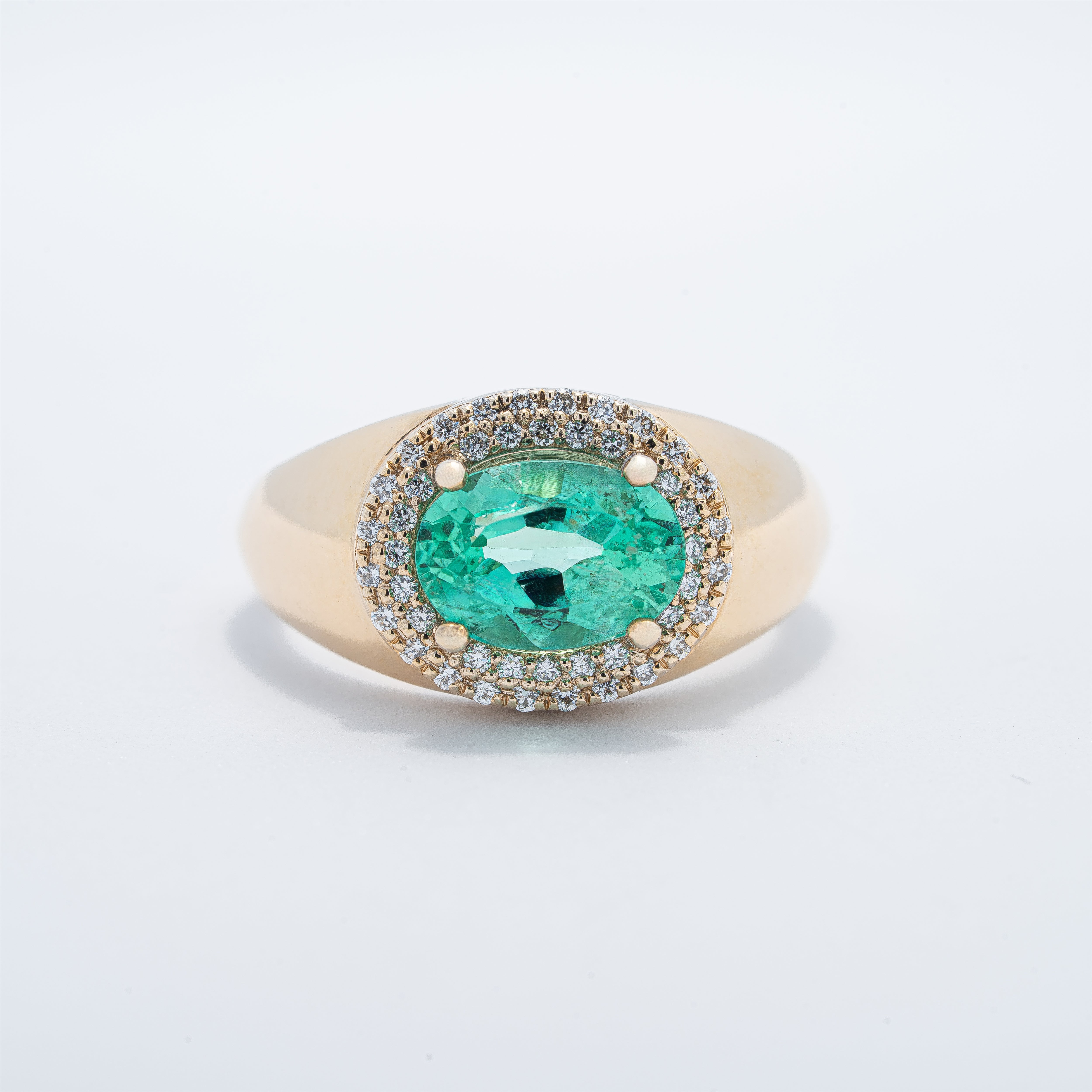 Oval Double Halo Emerald & Diamond Ring