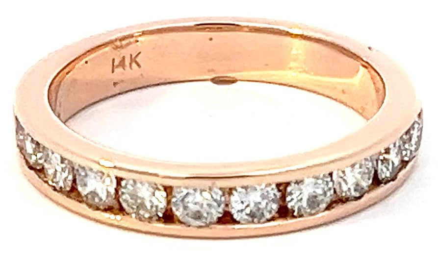 14K Rose Gold Channel-Set Diamond Wedding Band | 3/4 Carats