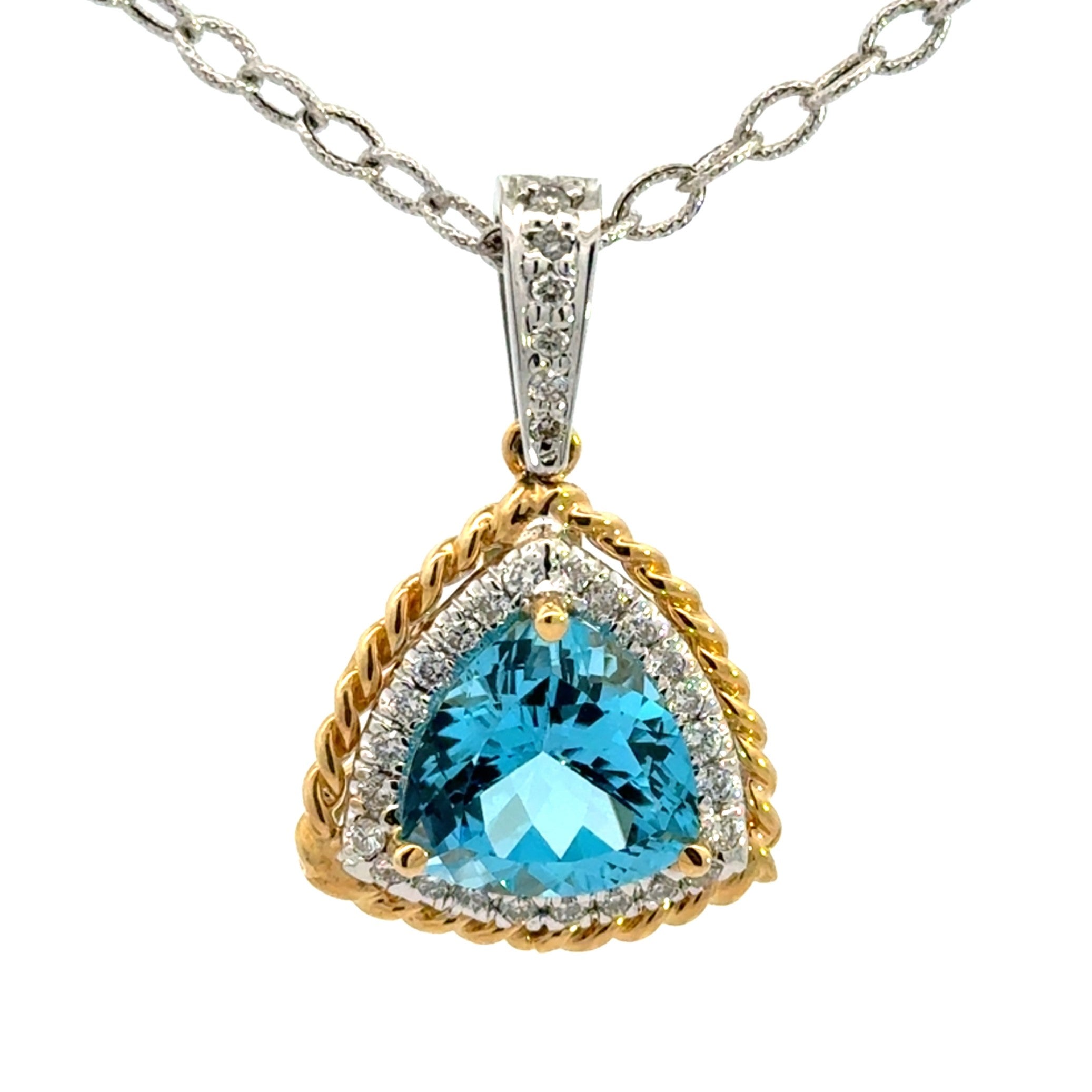 Joe Kassab Custom 14K Two-Tone Gold Topaz & Diamond Pendant