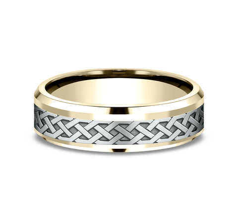 The Adare 14 Karat White & Yellow Gold Celtic Knot Wedding Band
