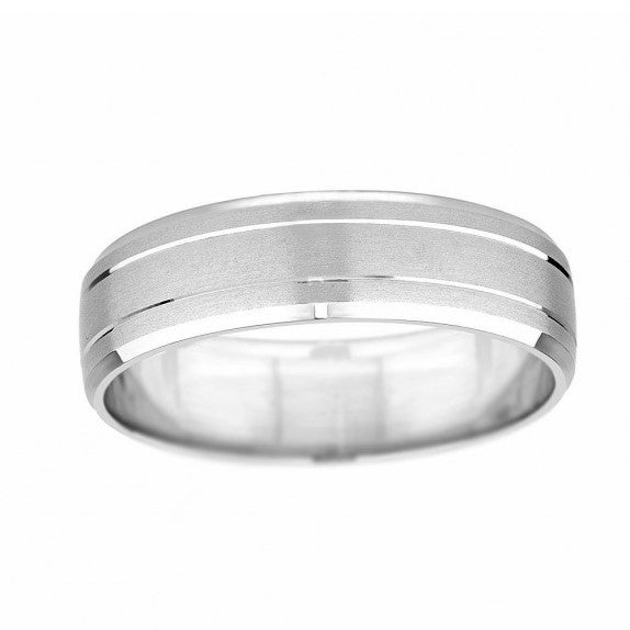 10 Karat White Gold Matte Wedding Band