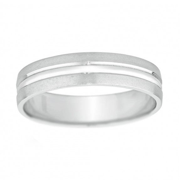 10 Karat White Gold Dual Finish Wedding Band