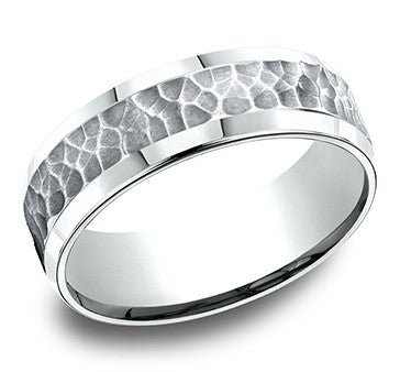 14 Karat White Gold Dual Finish Wedding Band