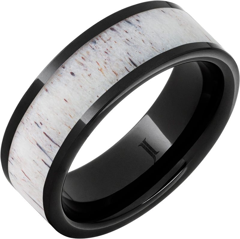 Black Diamond Ceramic Antler Inlay Wedding Band