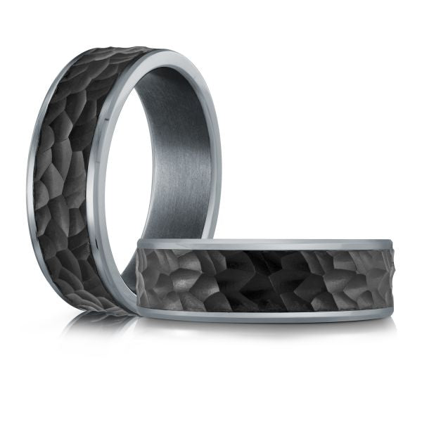 Tantalum Grey & Carbon Fibre Wedding Band