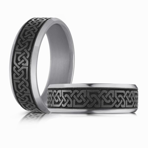 Tantalum & Carbon Fibre Woven Wedding Band