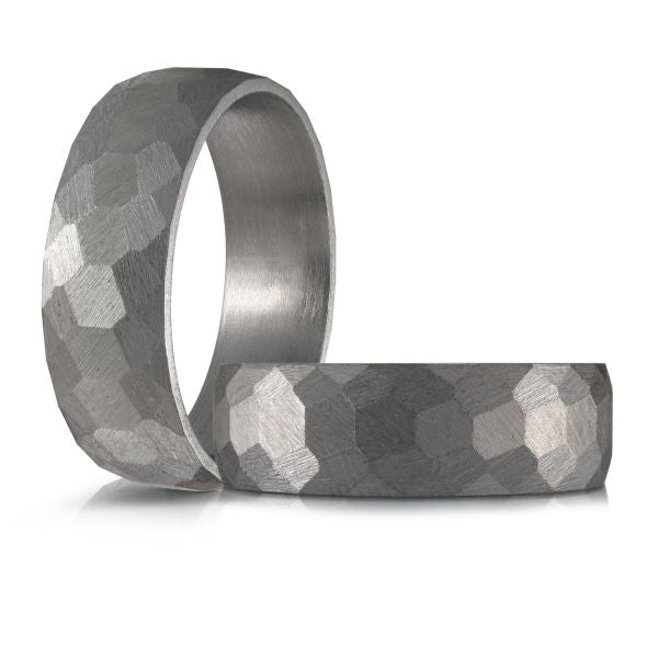 Tantalum Grey Hammered Wedding Band