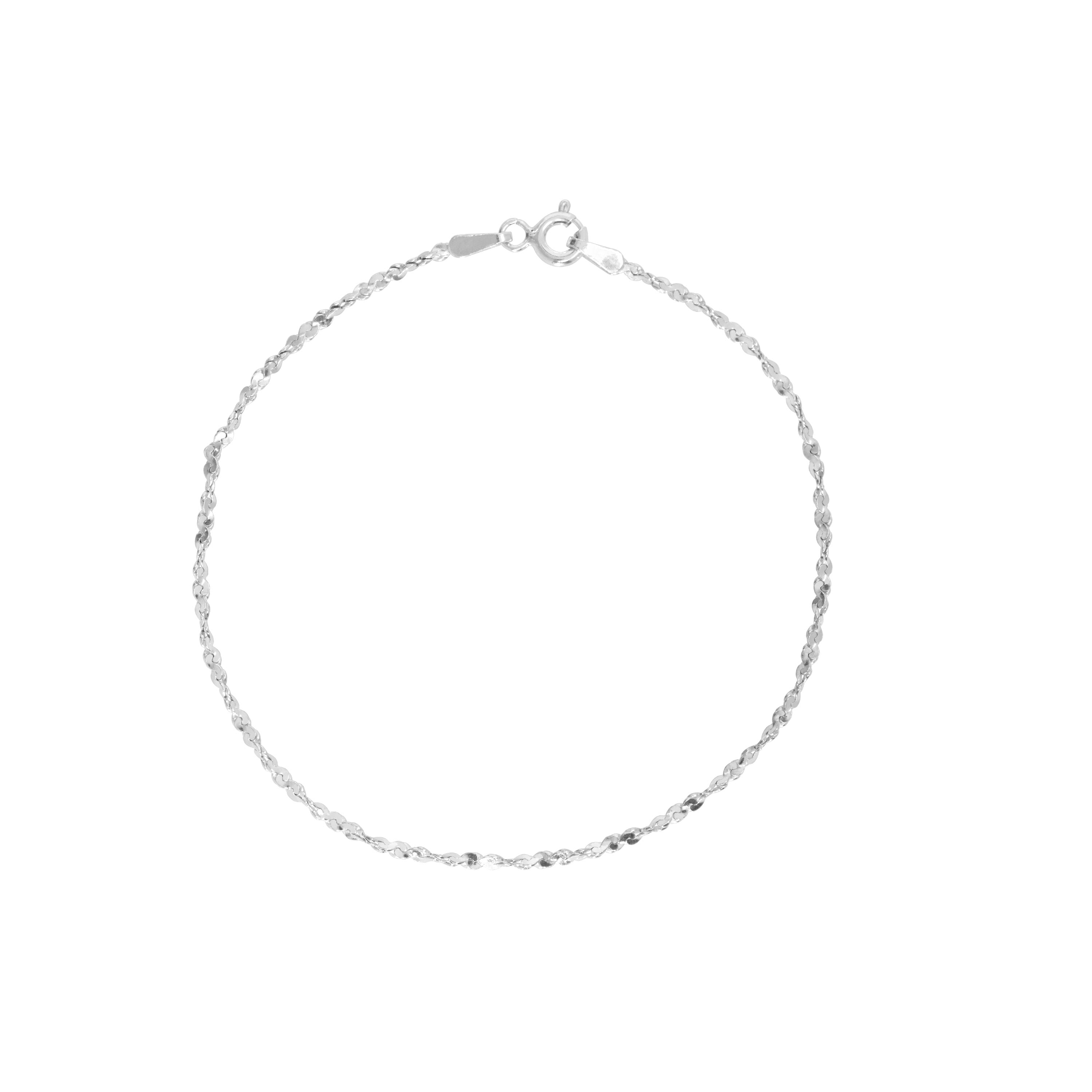 Sterling Silver Rhodium Plated Twisted Serpentine Bracelet