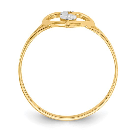 14 Karat Two-Tone Diamond Cut Heart Fashion Ring
