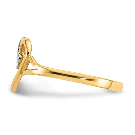 14 Karat Two-Tone Diamond Cut Heart Fashion Ring