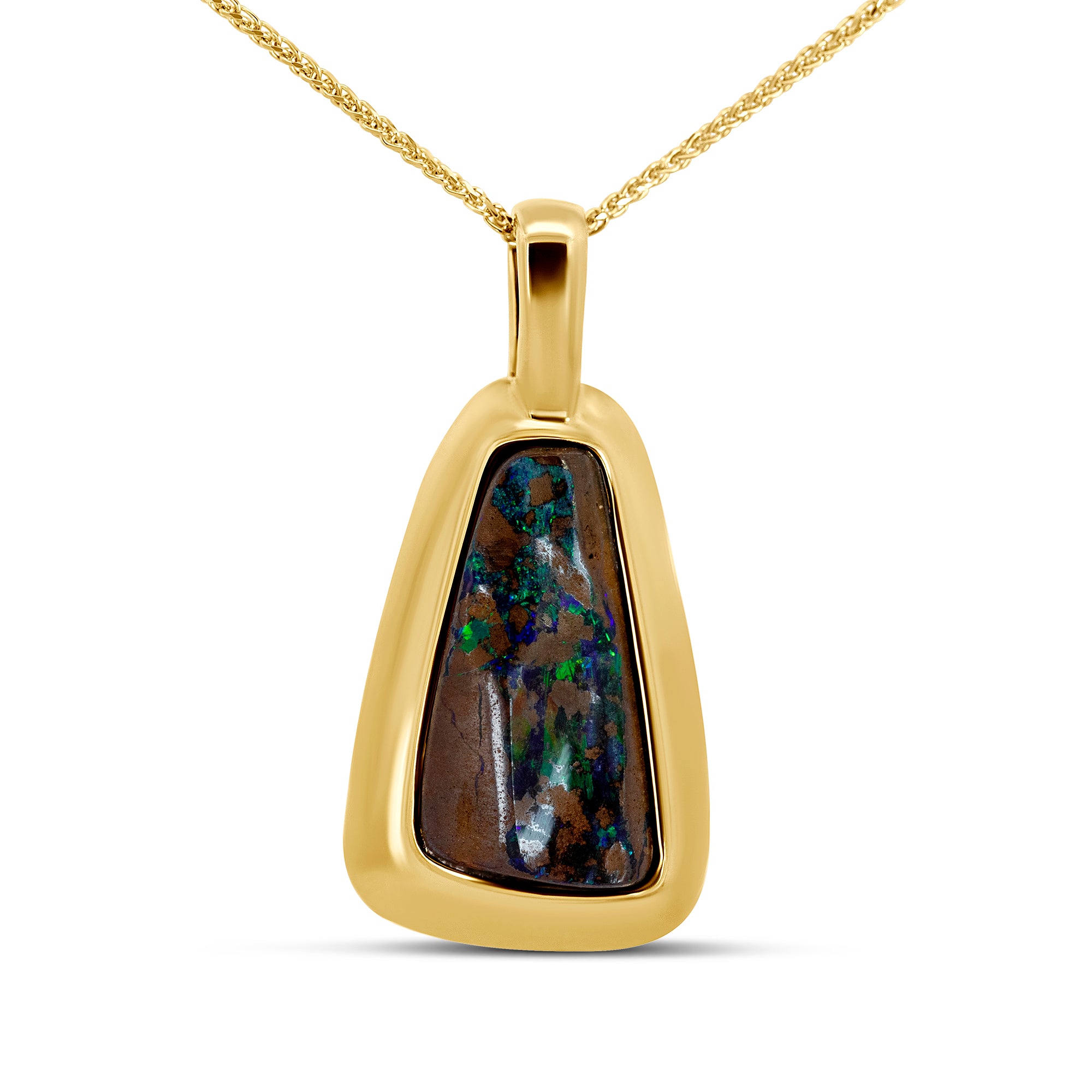 14K Yellow Gold Rough Opal Bezel Pendant | Joe Kassab Custom