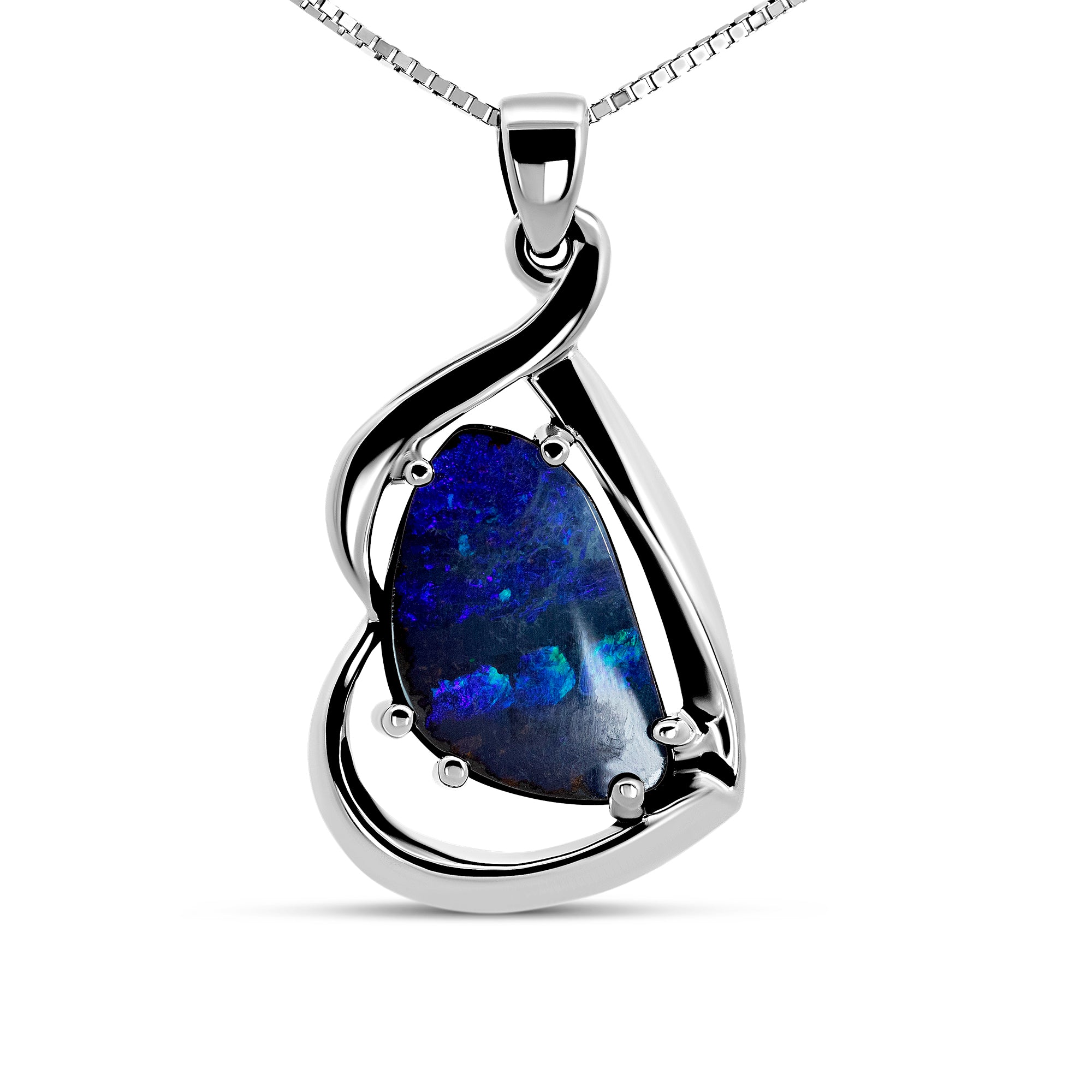 14K White Gold Opal Doublet Pendant | Joe Kassab Custom Design