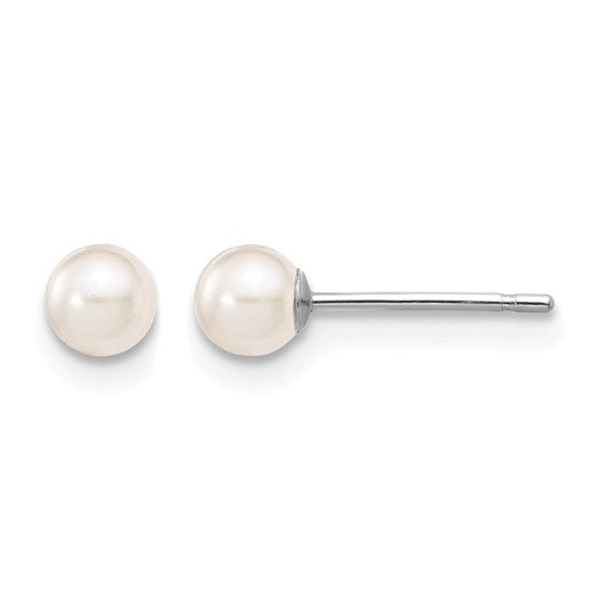 3–4mm White Akoya Pearl Earrings in 14K White Gold | Joe Kassab Jewelers