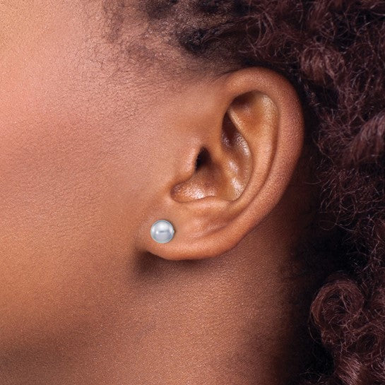 5–6mm Grey Freshwater Pearl Earrings in 14K Yellow Gold | Joe Kassab Jewelers