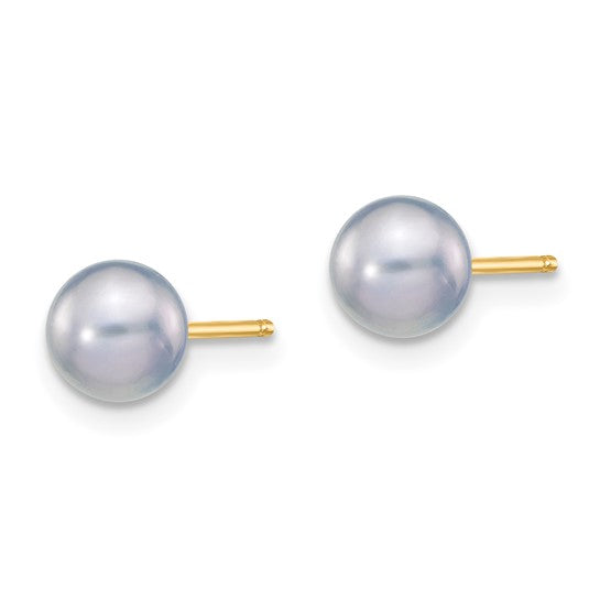5–6mm Grey Freshwater Pearl Earrings in 14K Yellow Gold | Joe Kassab Jewelers