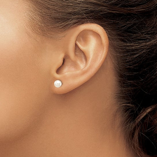 5–6mm White Akoya Pearl Earrings in 14K White Gold | Joe Kassab Jewelers