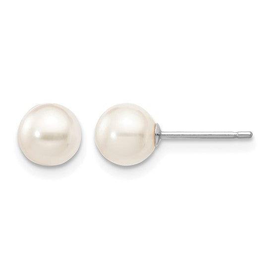 5–6mm White Akoya Pearl Earrings in 14K White Gold | Joe Kassab Jewelers