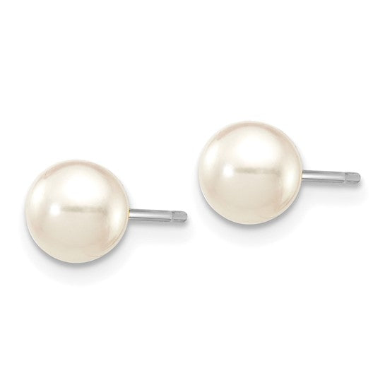 5–6mm White Akoya Pearl Earrings in 14K White Gold | Joe Kassab Jewelers